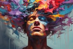 Joyful colorful woman head. Generate Ai Product Image 1