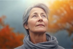 Age woman on autumn background. Generate ai Product Image 1