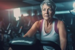 Aged woman gym training. Generate Ai Product Image 1