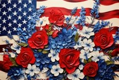 Decorative american flag floral. Generate Ai Product Image 1