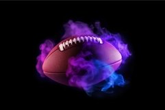 American football ball neon fog. Generate Ai Product Image 1