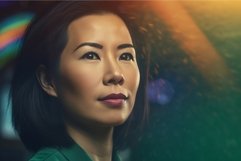 Asian beautiful woman serious. Generate Ai Product Image 1