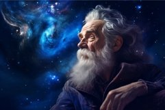 Patient Astronomer old man starry sky night. Generate Ai Product Image 1