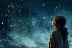 Observant Astronomer starry sky night woman. Generate Ai Product Image 1