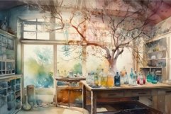 Atelier interior watercolor. Generate AI Product Image 1