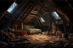 House wooden attic children room. Generate Ai Product Image 1