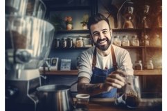 Attractive man barista. Generate Ai Product Image 1
