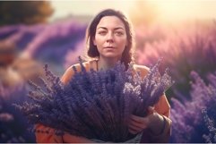 Autistic woman lavender field. Generate Ai Product Image 1