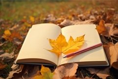 Autumn notebook on leafs. Generate Ai Product Image 1