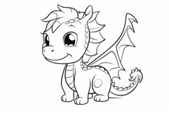 Baby dragon coloring page. Generate Ai Product Image 1