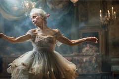 Ballerina old woman theater stage. Generate Ai Product Image 1