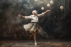 Dramatic Ballerina old man theater stage. Generate Ai Product Image 1