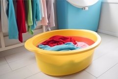 Basin colorful clothes pot. Generate Ai Product Image 1