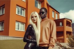 Beautiful classy woman with black man. Generate ai Product Image 1