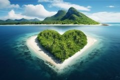 Lush Beautiful tropical island heart. Generate Ai Product Image 1