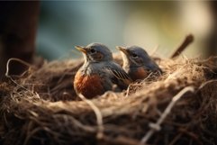 Birds couple sitting in nest. Generate ai Product Image 1