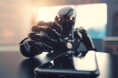 Black porcelain robot hand. Generate AI Product Image 1