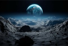 Blue earth moon surface science. Generate Ai Product Image 1