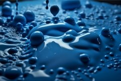 Blue liquid creamy droplets. Generate ai Product Image 1
