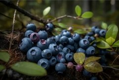 Pile blueberries in northern green forest. Generate ai Product Image 1