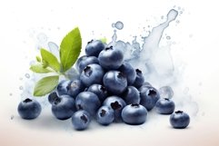 Blueberries watercolor drawing. Generate ai Product Image 1