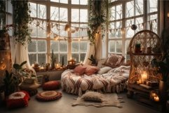 Nostalgic Boho winter room tent. Generate Ai Product Image 1