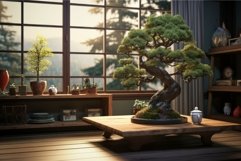 Serene Bonsai art tree room. Generate Ai Product Image 1