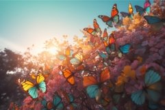 Bouquet iridescent colorful butterfly macro. Generate Ai Product Image 1
