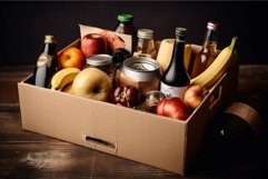 Carton box donation products. Generate AI Product Image 1