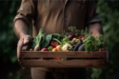Box vegetables man. Generate AI Product Image 1