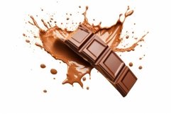 Chocolate bar broken with yummy caramel splash. Generate Ai Product Image 1