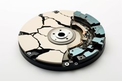 Broken disk with information on white. Generate Ai Product Image 1