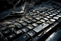 Broken keyboard closeup photo. Generate ai Product Image 1