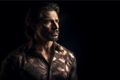 Brown haired vogue male model. Generate ai Product Image 1