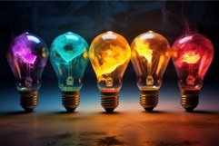 Multicolored Bulb light colorful. Generate Ai Product Image 1