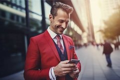 Businessman on street scrolling online. Generate ai Product Image 1