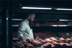 Butcher meat shelves. Generate Ai Product Image 1