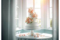 Beautiful big wedding cake decorated with flowers. Generate Product Image 1