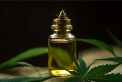 Cannabis medical oil bottle. Generate Ai Product Image 1