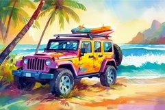 Car suv watercolor beach. Generate Ai Product Image 1