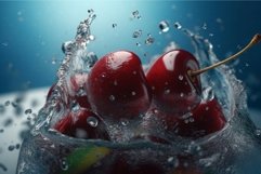 Carbonated water macro cherry. Generate Ai Product Image 1