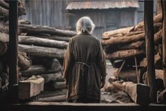 Carpenter old woman sawmill. Generate Ai Product Image 1