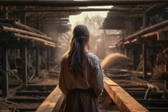 Carpenter woman sawmill. Generate Ai Product Image 1