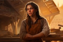 Tenacious Carpenter cute woman sawmill. Generate Ai Product Image 1