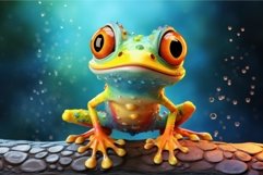 Cheerful Cute colorful bright frog. Generate Ai Product Image 1