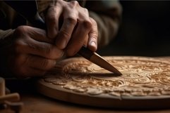 Carving wooden plate with fine decorative details. Generate Product Image 1
