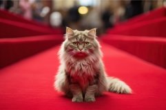 Ornate Red carpet for famous cat. Generate Ai Product Image 1