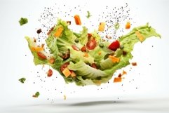 Caesar salad falling. Generate Ai Product Image 1