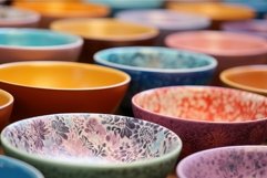Vibrant Ceramic bowl with colorful powder. Generate Ai Product Image 1