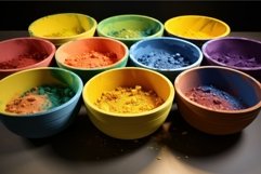 Glossy Ceramic bowl with colorful powder. Generate Ai Product Image 1